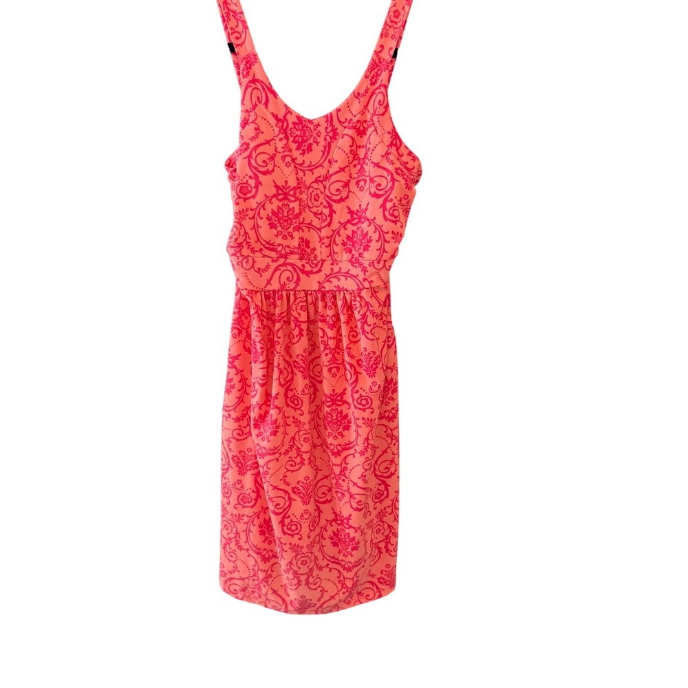 Tehama Womens Coral Pink Damask Floral Outdoor Comfort Sun Dress‎ Small Stretch